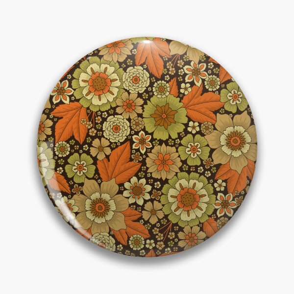 Item preview, Retro 1970s Green and Orange Floral designed and sold by somecallmebeth.