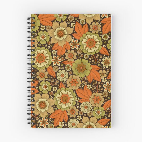 Item preview, Retro 1970s Green and Orange Floral designed and sold by somecallmebeth.