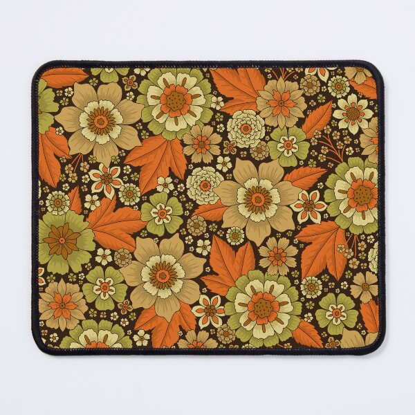 Item preview, Retro 1970s Green and Orange Floral designed and sold by somecallmebeth.