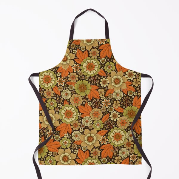 Item preview, Retro 1970s Green and Orange Floral designed and sold by somecallmebeth.