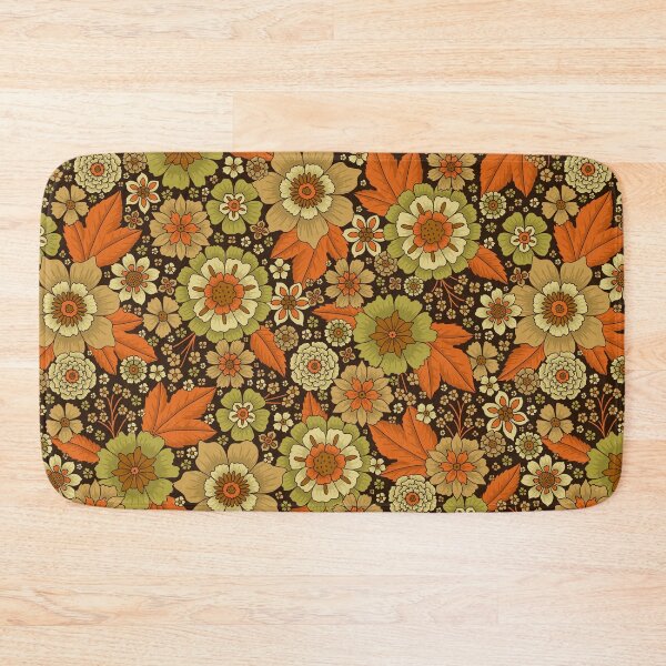 Item preview, Retro 1970s Green and Orange Floral designed and sold by somecallmebeth.
