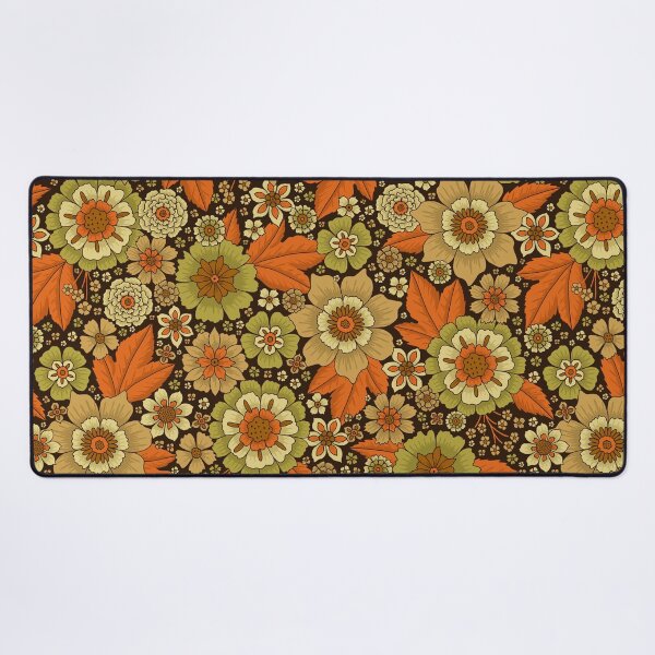 Item preview, Retro 1970s Green and Orange Floral designed and sold by somecallmebeth.