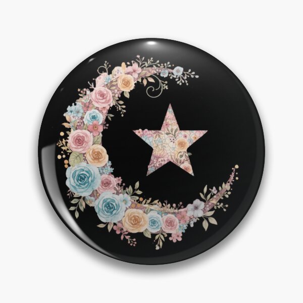 Item preview, Pastel Watercolor Floral Crescent Moon and Star (V.1) - Muslim Islamic Art Gift Design designed and sold by D-Islamic.
