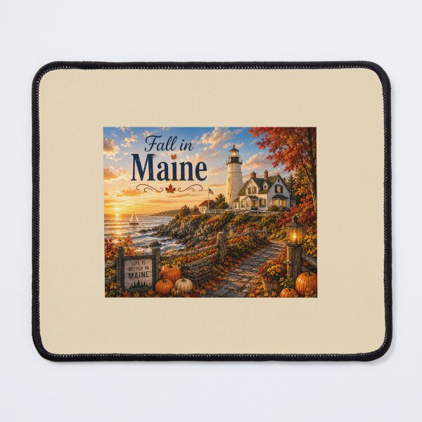 Item preview, Fall in Maine | Coastal Lighthouse Autumn Landscape | New England Fall Art designed and sold by Novel Works Studio.