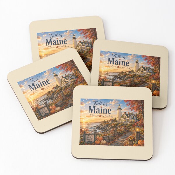 Item preview, Fall in Maine | Coastal Lighthouse Autumn Landscape | New England Fall Art designed and sold by Novel Works Studio.