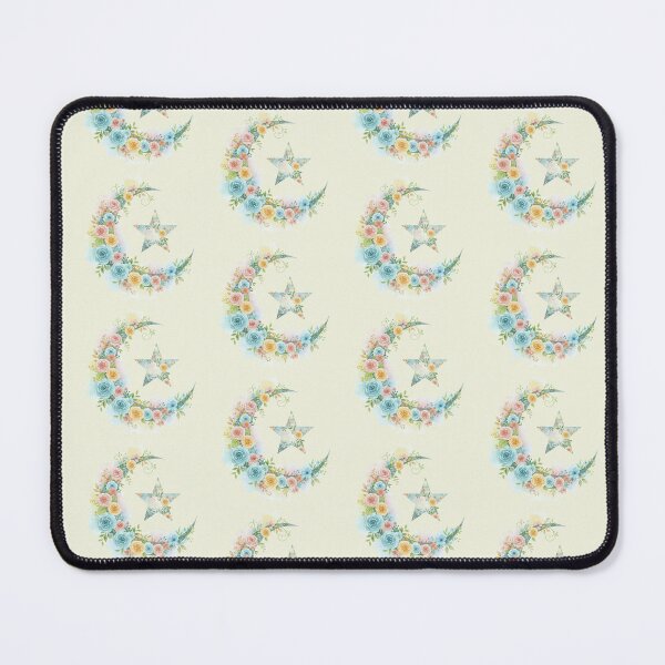 Item preview, Pastel Watercolor Floral Crescent Moon and Star (V.2) - Muslim Islamic Art Gift Design designed and sold by D-Islamic.