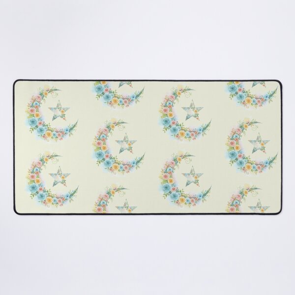 Item preview, Pastel Watercolor Floral Crescent Moon and Star (V.2) - Muslim Islamic Art Gift Design designed and sold by D-Islamic.