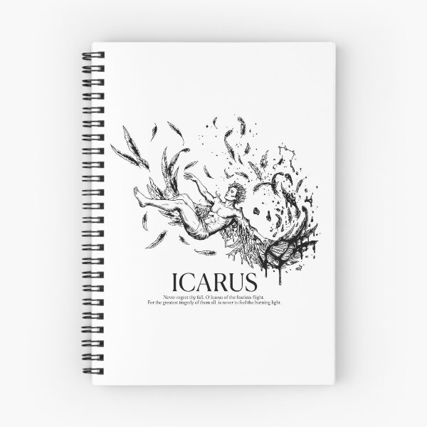 Item preview,  Icarus Myth Sticker — Dramatic Black‑and‑White Line Art with Poetic Quote designed and sold by Krasnovaovaova.