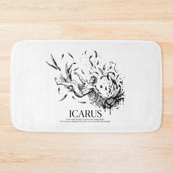 Item preview,  Icarus Myth Sticker — Dramatic Black‑and‑White Line Art with Poetic Quote designed and sold by Krasnovaovaova.