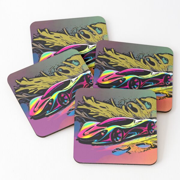 Item preview, Neon Rainbow Hypercar Abstract Liquid Splatter Art designed and sold by Nexus Space.