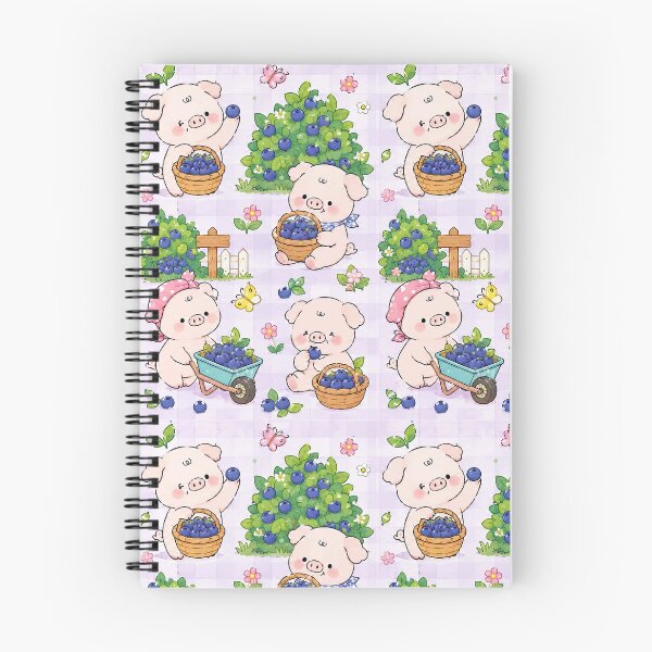 Item preview, Kawaii Piggy Blueberry Picking Pattern designed and sold by Soft Berry Studio.