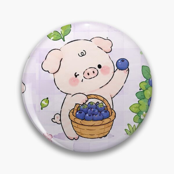Item preview, Kawaii Piggy Blueberry Picking Pattern designed and sold by Soft Berry Studio.