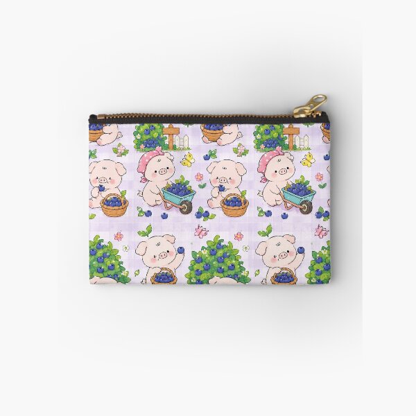 Item preview, Kawaii Piggy Blueberry Picking Pattern designed and sold by Soft Berry Studio.
