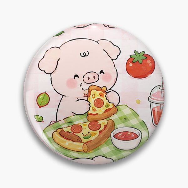 Item preview, Kawaii Piggy Pizza Party Pattern designed and sold by Soft Berry Studio.