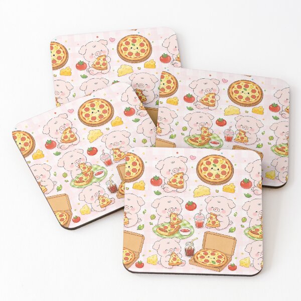 Item preview, Kawaii Piggy Pizza Party Pattern designed and sold by Soft Berry Studio.