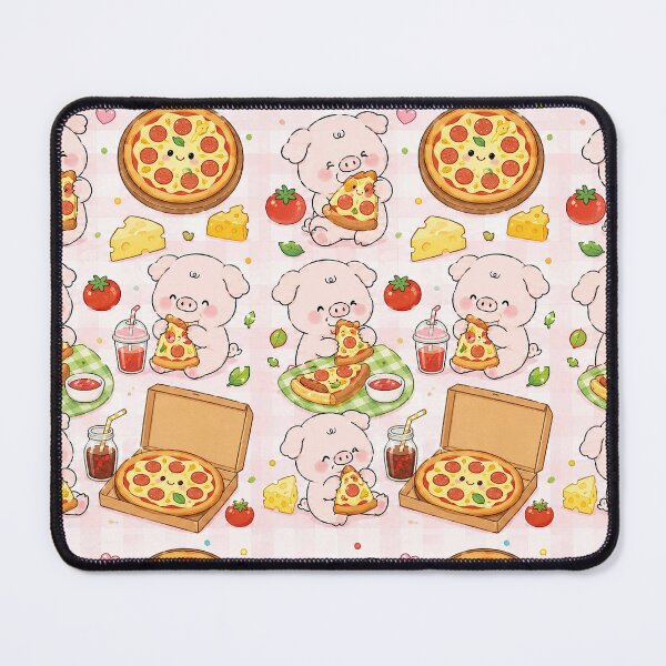 Item preview, Kawaii Piggy Pizza Party Pattern designed and sold by Soft Berry Studio.