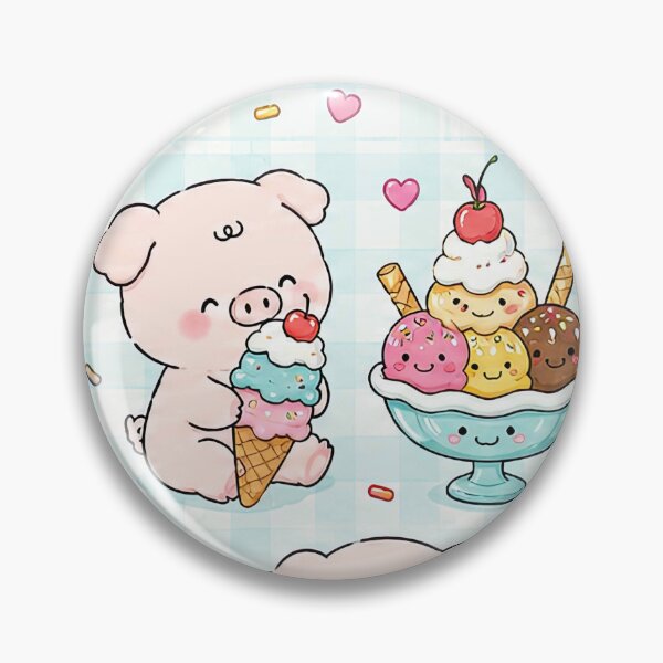 Item preview, Kawaii Piggy Ice Cream Day Pattern designed and sold by Soft Berry Studio.