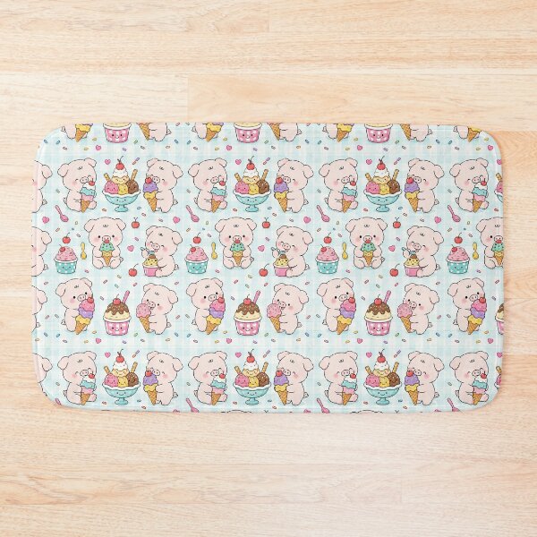Item preview, Kawaii Piggy Ice Cream Day Pattern designed and sold by Soft Berry Studio.