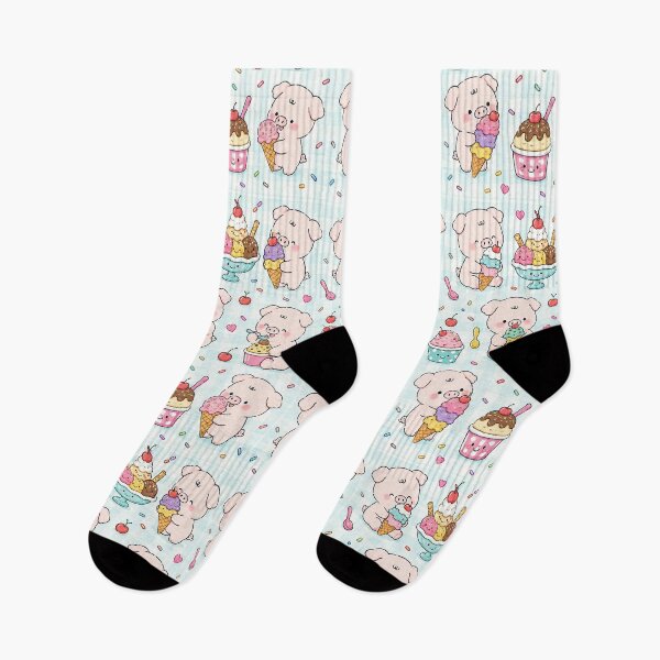 Item preview, Kawaii Piggy Ice Cream Day Pattern designed and sold by Soft Berry Studio.