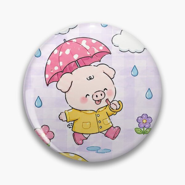Item preview, Kawaii Piggy Rainbow Rain Pattern designed and sold by Soft Berry Studio.