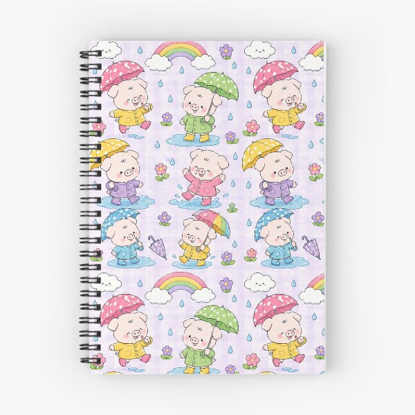 Item preview, Kawaii Piggy Rainbow Rain Pattern designed and sold by Soft Berry Studio.