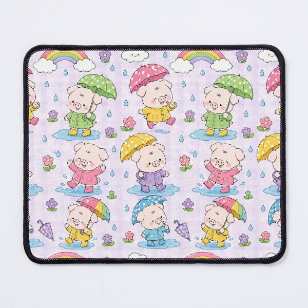 Item preview, Kawaii Piggy Rainbow Rain Pattern designed and sold by Soft Berry Studio.
