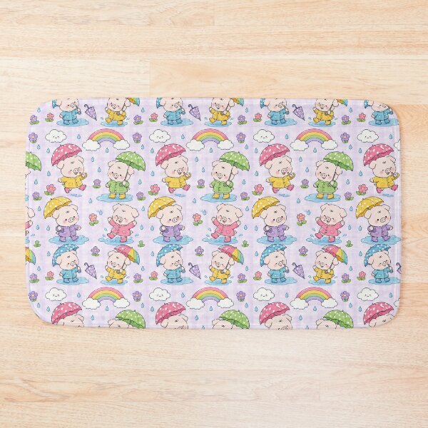 Item preview, Kawaii Piggy Rainbow Rain Pattern designed and sold by Soft Berry Studio.