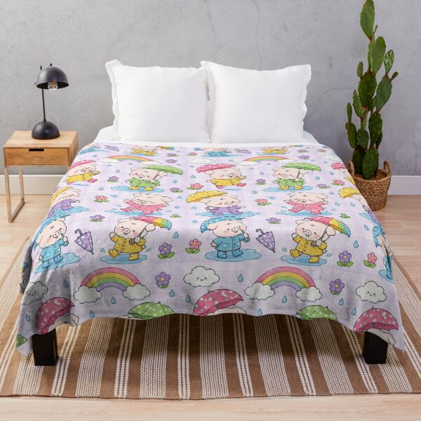 Item preview, Kawaii Piggy Rainbow Rain Pattern designed and sold by Soft Berry Studio.