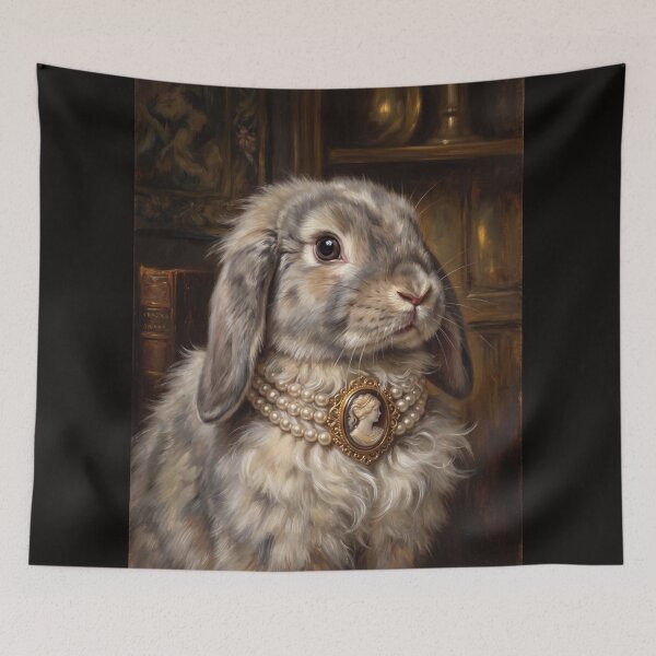 Item preview, Royal Lop Bunny Pearl Necklace designed and sold by The Real Beast Art.