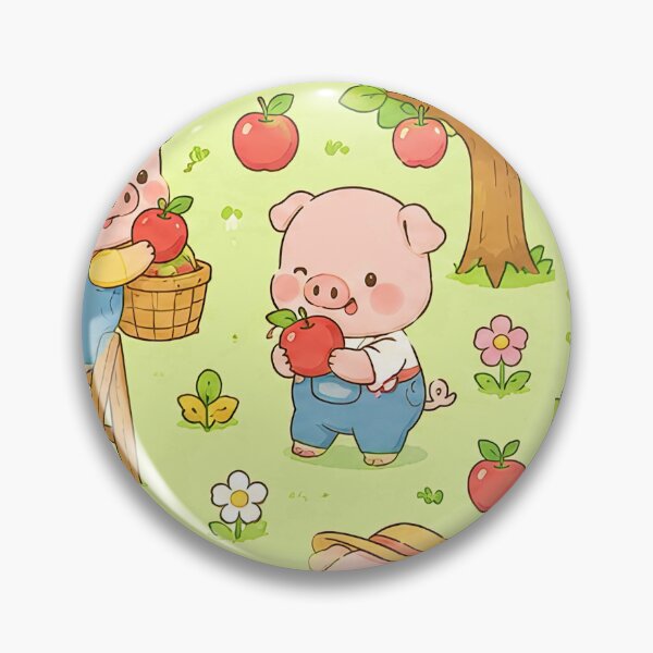 Item preview, Kawaii Piggy Apple Orchard Pattern designed and sold by Soft Berry Studio.