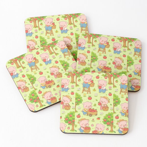 Item preview, Kawaii Piggy Apple Orchard Pattern designed and sold by Soft Berry Studio.