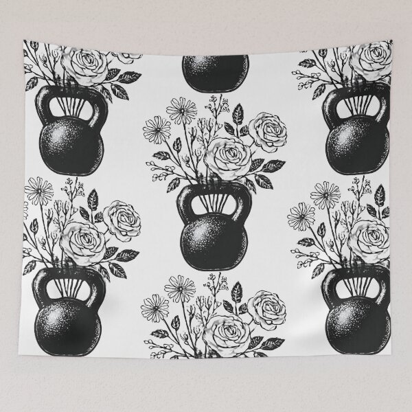 Item preview, Botanical Kettlebell Floral Gym Art – Gym Motivation Shirt Design designed and sold by Mouad-Doadi.