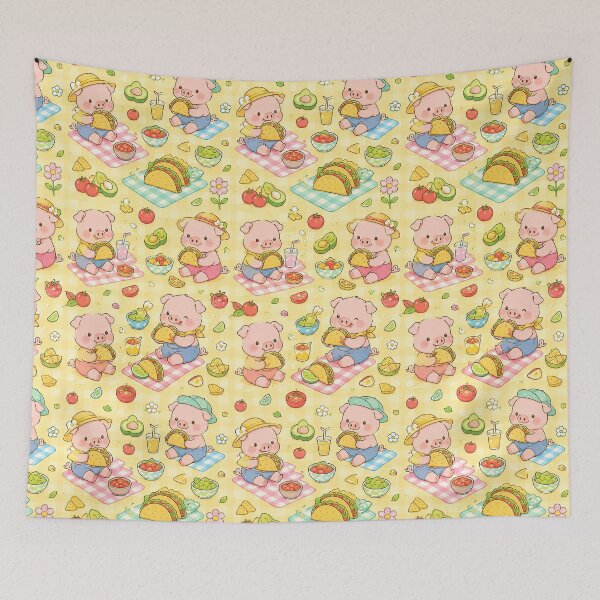 Item preview, Kawaii Piggy Taco Picnic Pattern designed and sold by Soft Berry Studio.