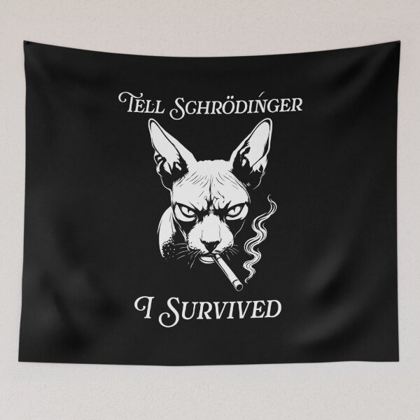 Item preview, Schrödinger Cat Sticker — “Tell Schrödinger I Survived” Nerdy Science Humor Design designed and sold by Krasnovaovaova.