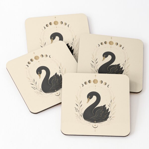 Item preview, Celestial Black Swan & Moon Phases – Vintage Esoteric Botanical Art designed and sold by WillCraftx.