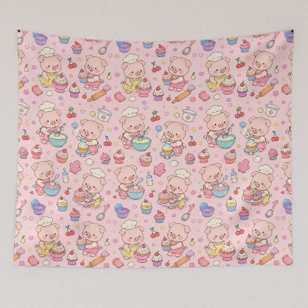 Item preview, Kawaii Piggy Cupcake Baking Pattern designed and sold by Soft Berry Studio.