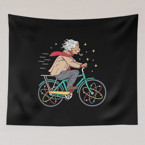 Item preview, Scientist on Bicycle Sticker — Retro Science Whimsy with Atomic Wheels Design designed and sold by Krasnovaovaova.