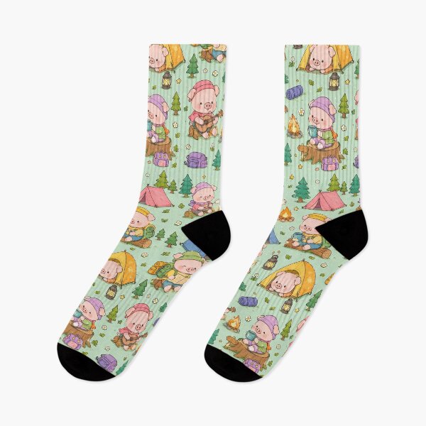 Item preview, Kawaii Piggy Camping Adventure Pattern designed and sold by Soft Berry Studio.