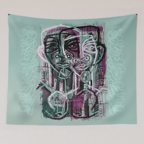 Item preview, Handmade Neo-Expressionist Dual Portrait - Overlapping Minds designed and sold by supernikol.