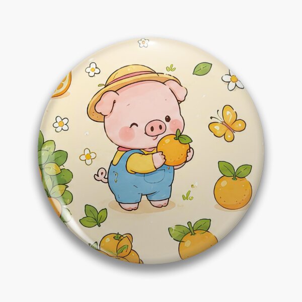 Item preview, Kawaii Piggy Orange Grove Pattern designed and sold by Soft Berry Studio.