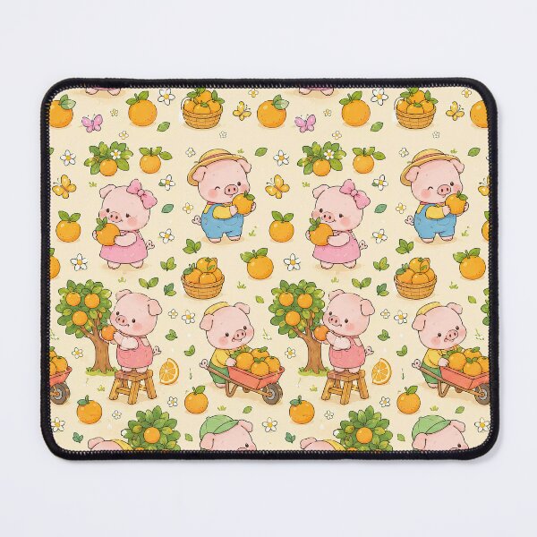 Item preview, Kawaii Piggy Orange Grove Pattern designed and sold by Soft Berry Studio.