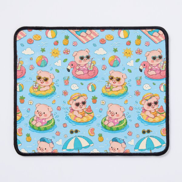Item preview, Kawaii Piggy Pool Party Pattern designed and sold by Soft Berry Studio.