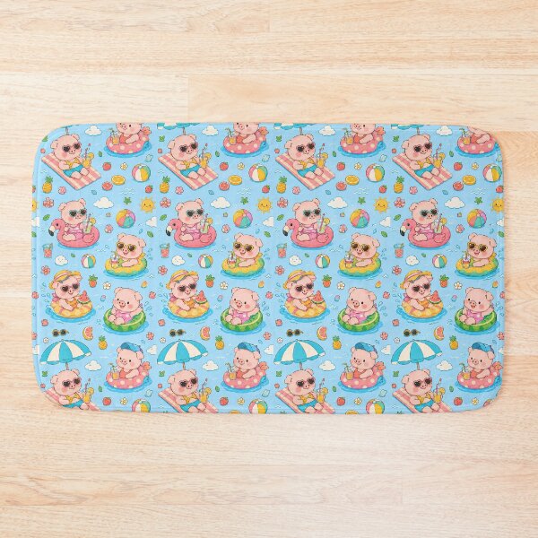 Item preview, Kawaii Piggy Pool Party Pattern designed and sold by Soft Berry Studio.