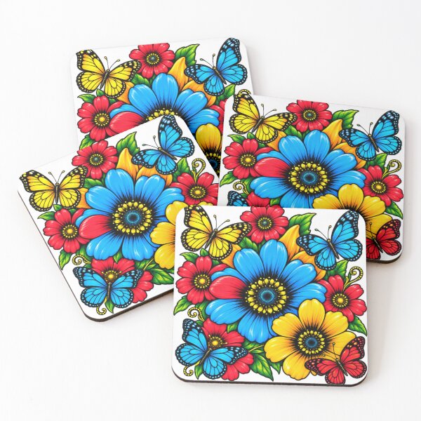 Item preview, Vibrant Pop Art Colorful Flowers and Butterflies Illustration designed and sold by Nexus Space.
