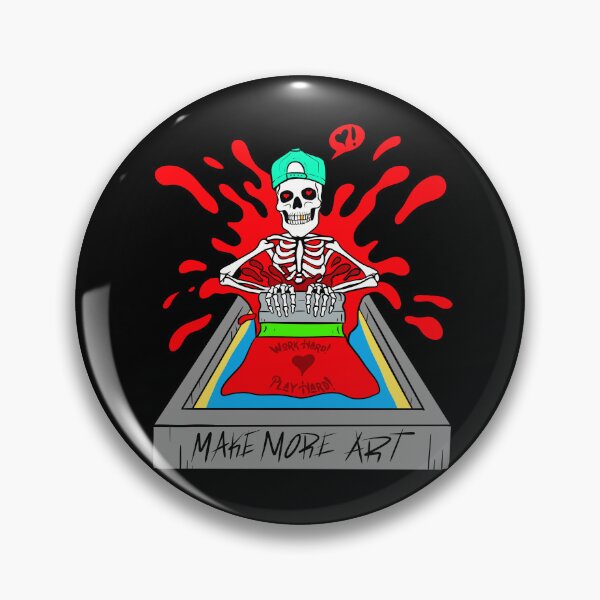 Item preview, Make More Art Skeleton Screen Printer Work Hard Play Hard designed and sold by Urban Muse And Sultry Hues.