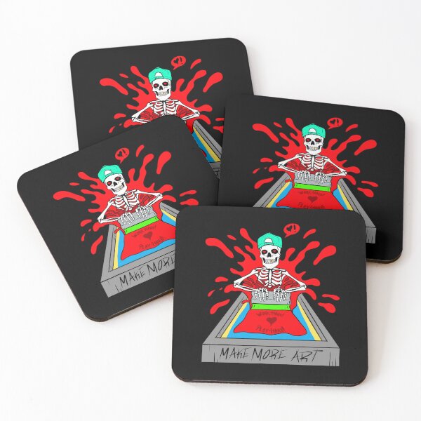 Item preview, Make More Art Skeleton Screen Printer Work Hard Play Hard designed and sold by Urban Muse And Sultry Hues.