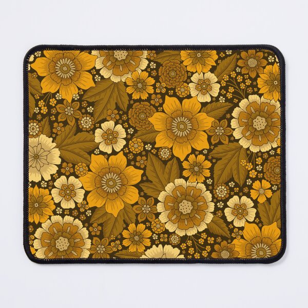 Item preview, Retro 1970s Mustard and Brown Floral designed and sold by somecallmebeth.