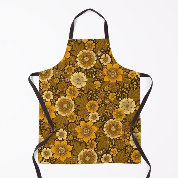 Item preview, Retro 1970s Mustard and Brown Floral designed and sold by somecallmebeth.