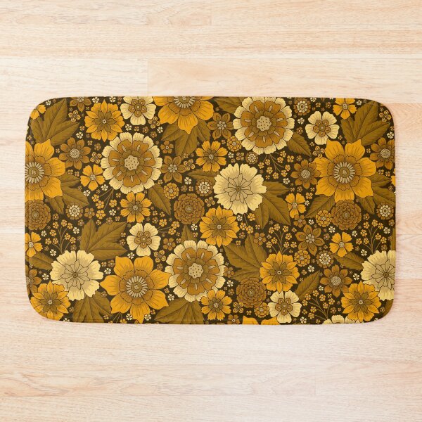 Item preview, Retro 1970s Mustard and Brown Floral designed and sold by somecallmebeth.