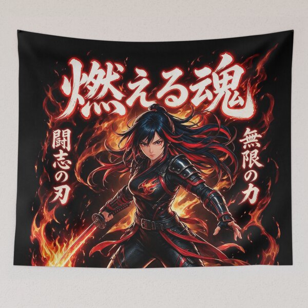 Item preview, Fiery Anime Warrior - Epic Fantasy Sword Art designed and sold by Raloel Art.
